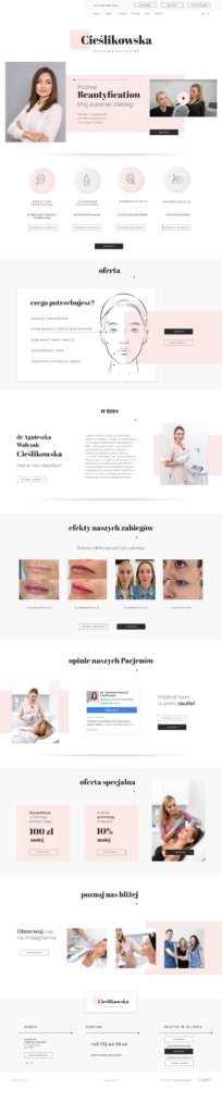 projekt strony dla kliniki medycyny estetycznej